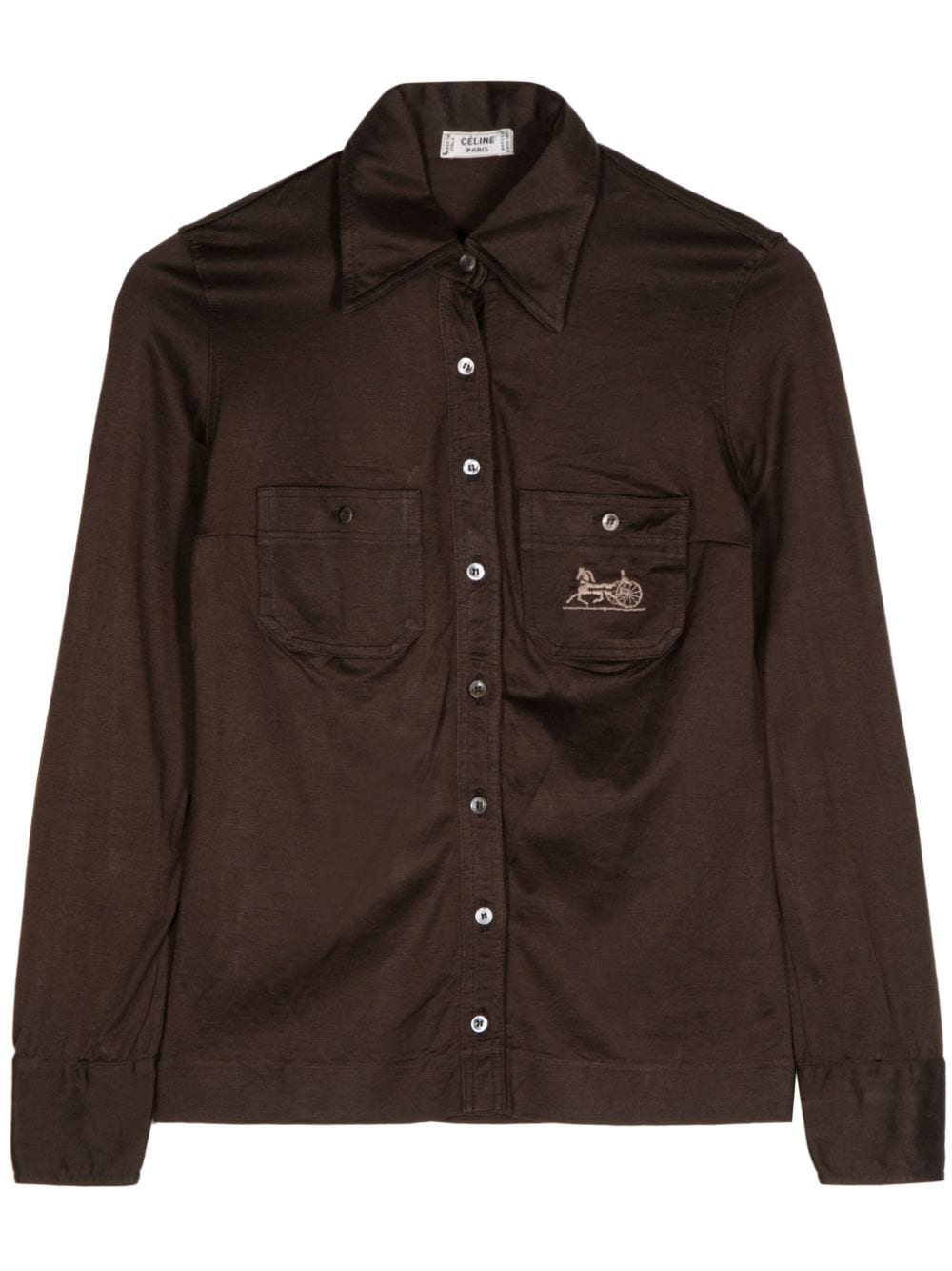 Céline Pre-Owned Horse Carriage-embroidered cotton shirt - Brown von Céline Pre-Owned