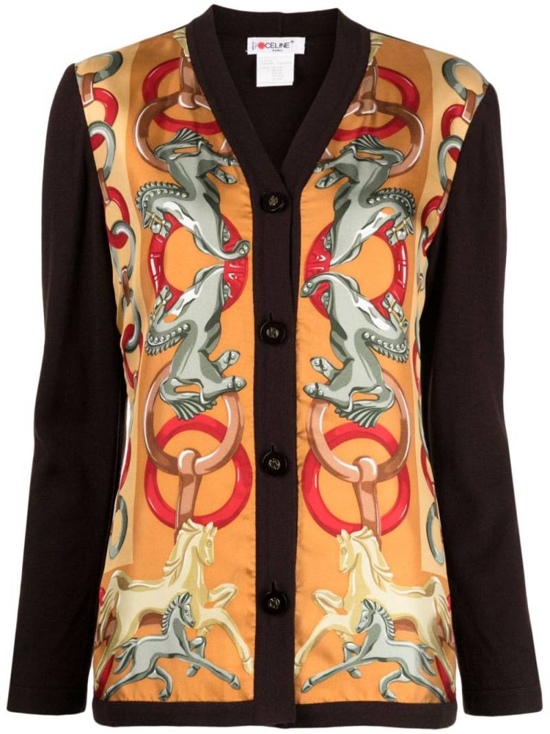 Céline Pre-Owned Linked Horse-print cardigan - Multicolour von Céline Pre-Owned