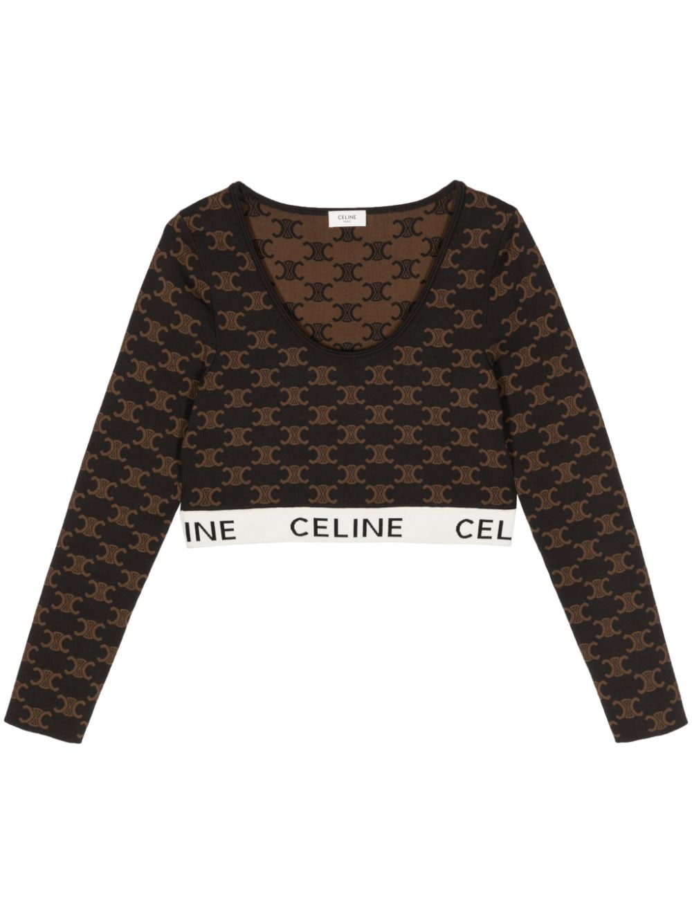 Céline Pre-Owned Macadam long-sleeve cropped top - Brown von Céline Pre-Owned