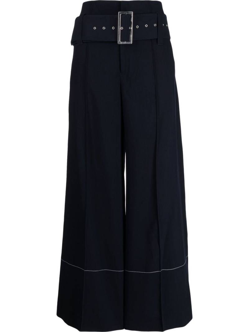 Céline Pre-Owned belted wide-legged trousers - Blue von Céline Pre-Owned