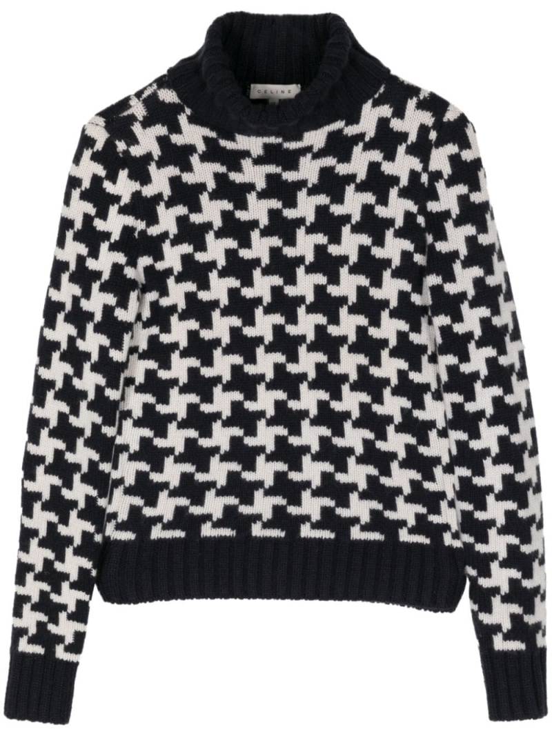 Céline Pre-Owned houndstooth cashmere jumper - Blue von Céline Pre-Owned