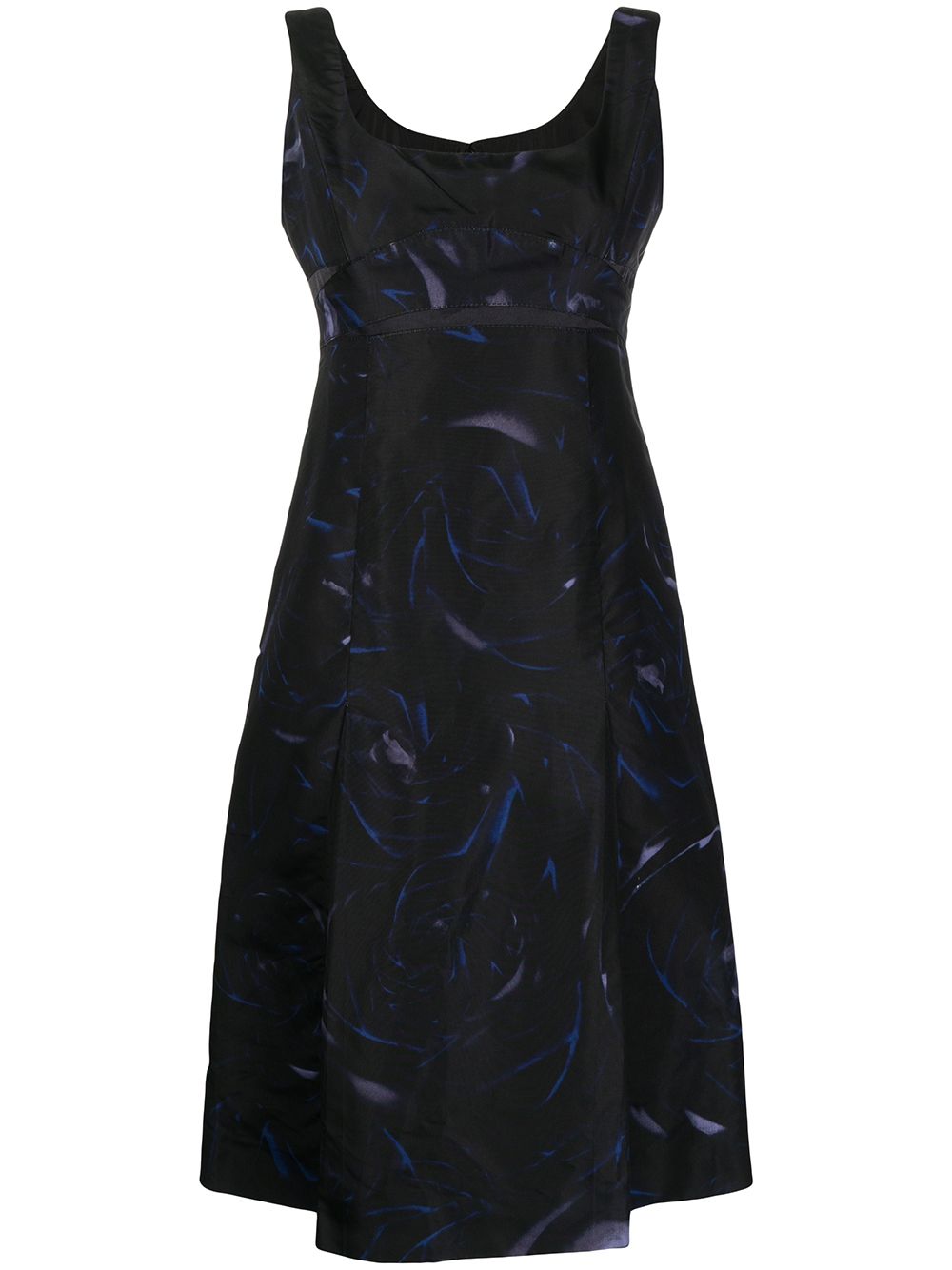 Céline Pre-Owned pre-owned abstract-print silk midi dress - Black von Céline Pre-Owned