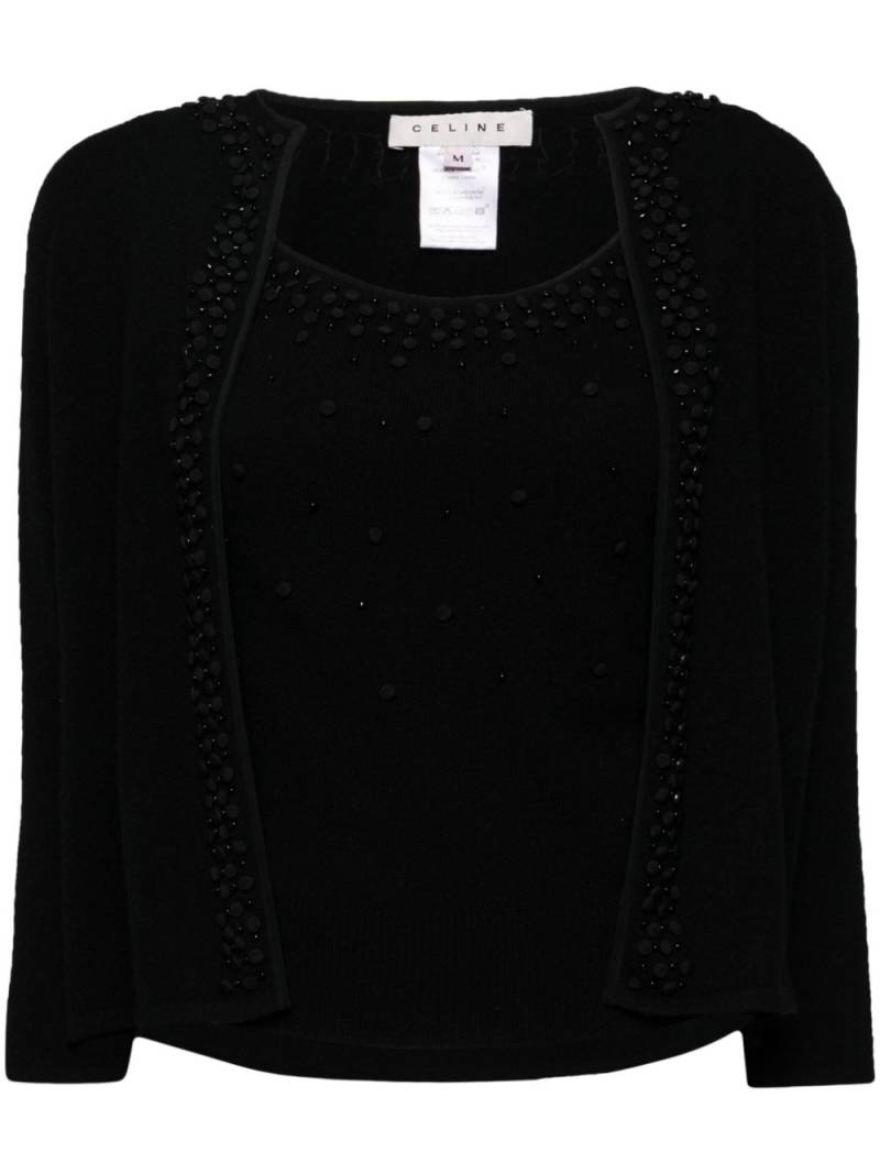 Céline Pre-Owned rhinestone-embellished cashmere cardigan - Black von Céline Pre-Owned