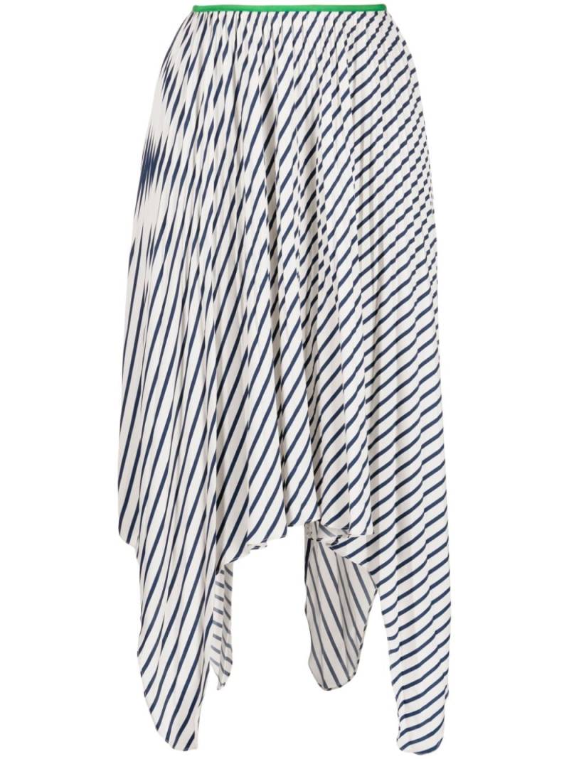 Céline Pre-Owned striped asymmetric silk skirt - White von Céline Pre-Owned