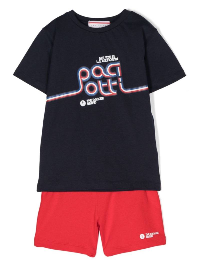 Cesare Paciotti 4Us Kids logo-print cotton short set - Blue von Cesare Paciotti 4Us Kids