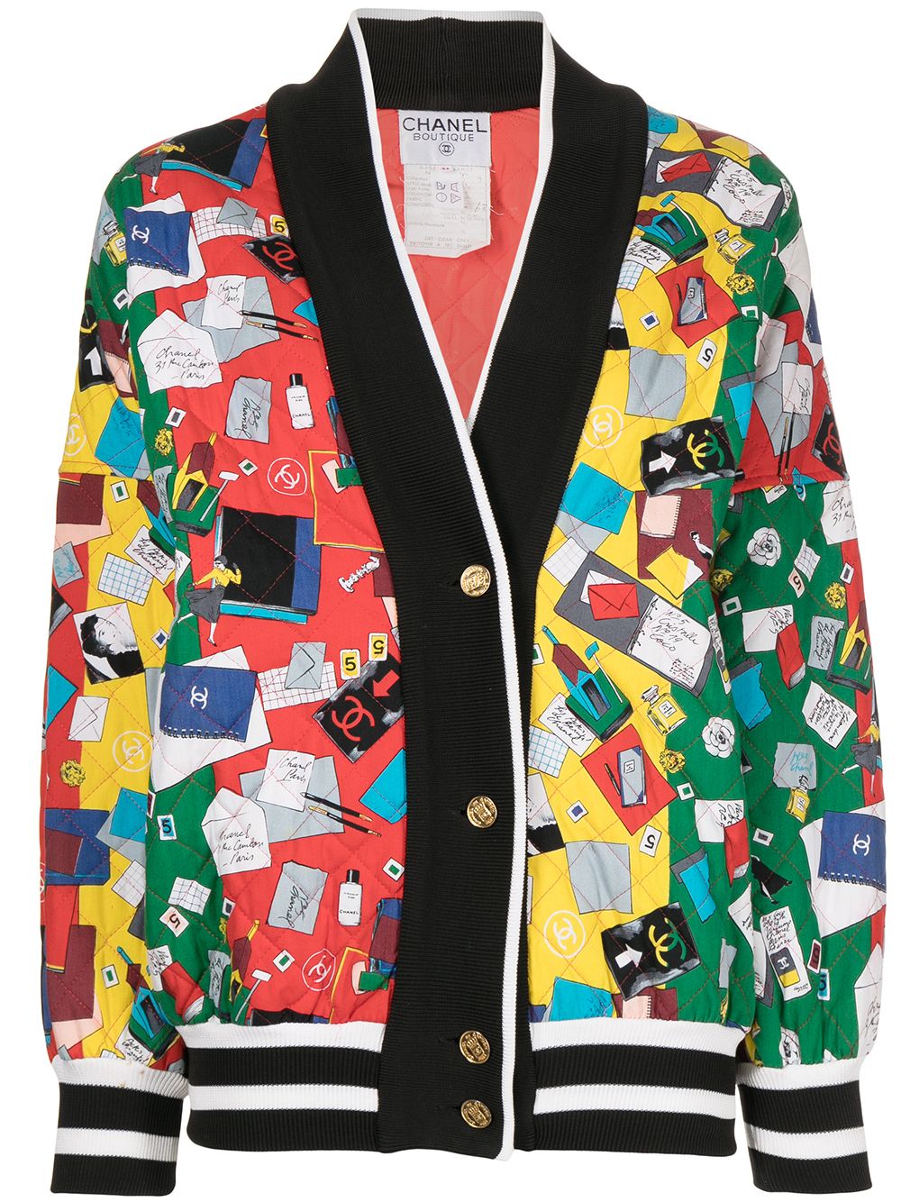 CHANEL Pre-Owned 1990s graphic-print quilted cardigan - Multicolour von CHANEL Pre-Owned