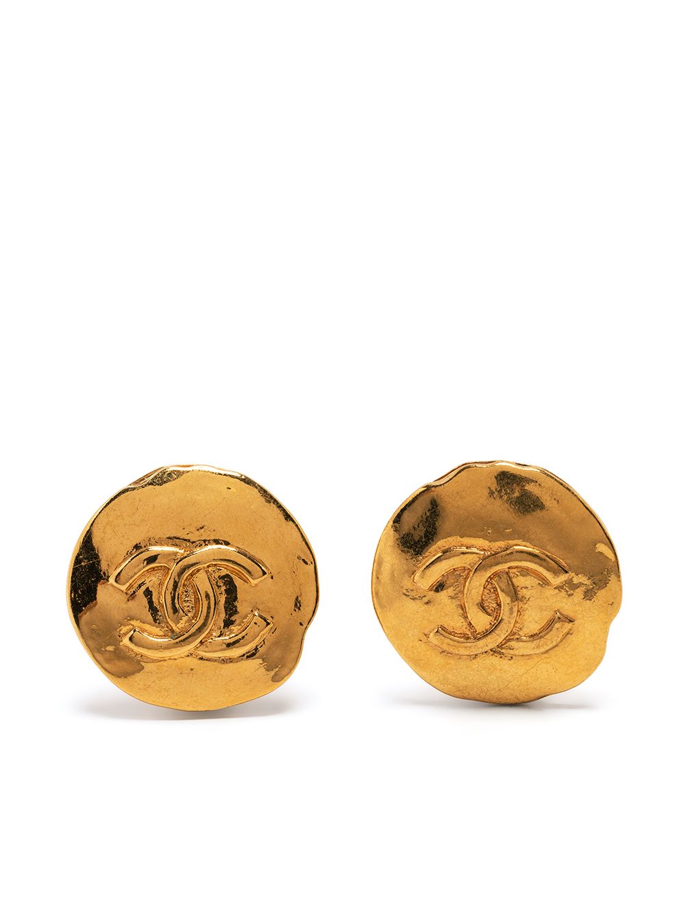 CHANEL Pre-Owned 1993 CC round clip-on earrings - Gold von CHANEL Pre-Owned