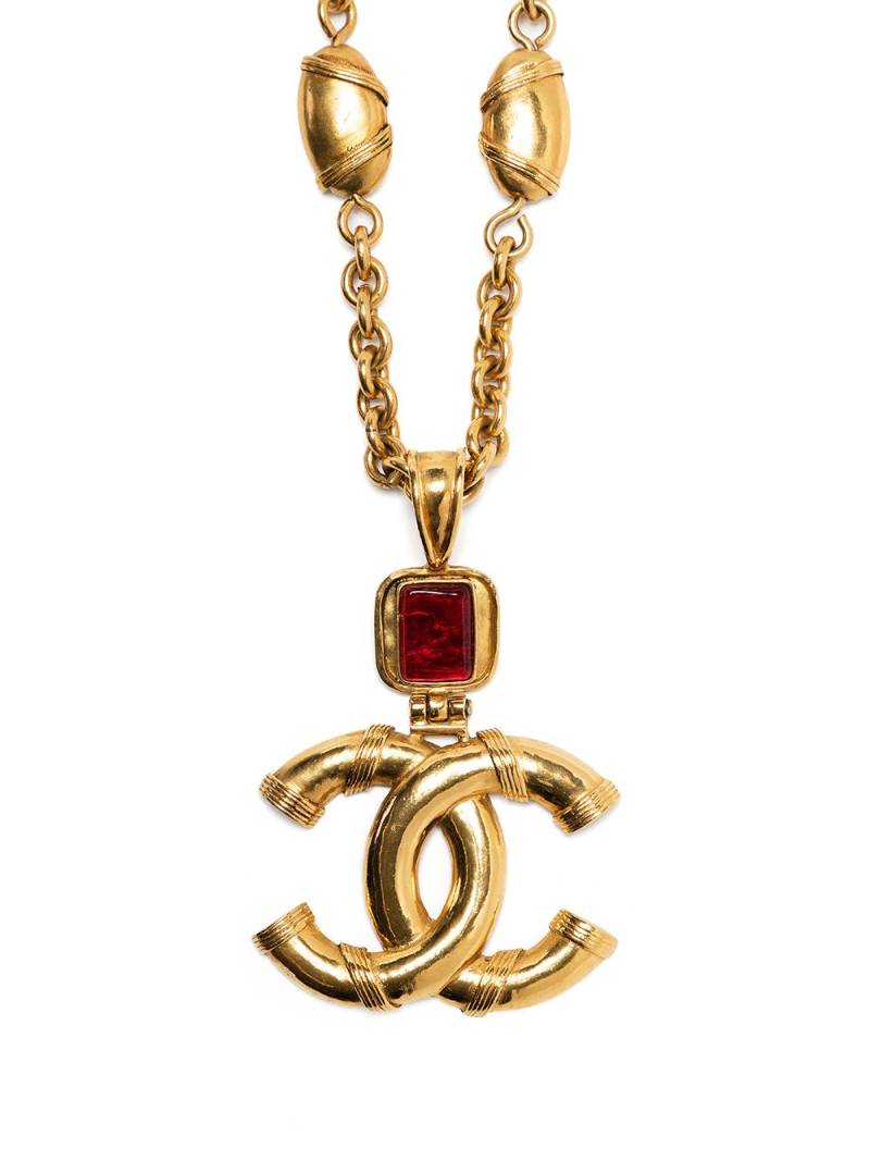 CHANEL Pre-Owned 1994 stone-embellished CC necklace - Gold von CHANEL Pre-Owned