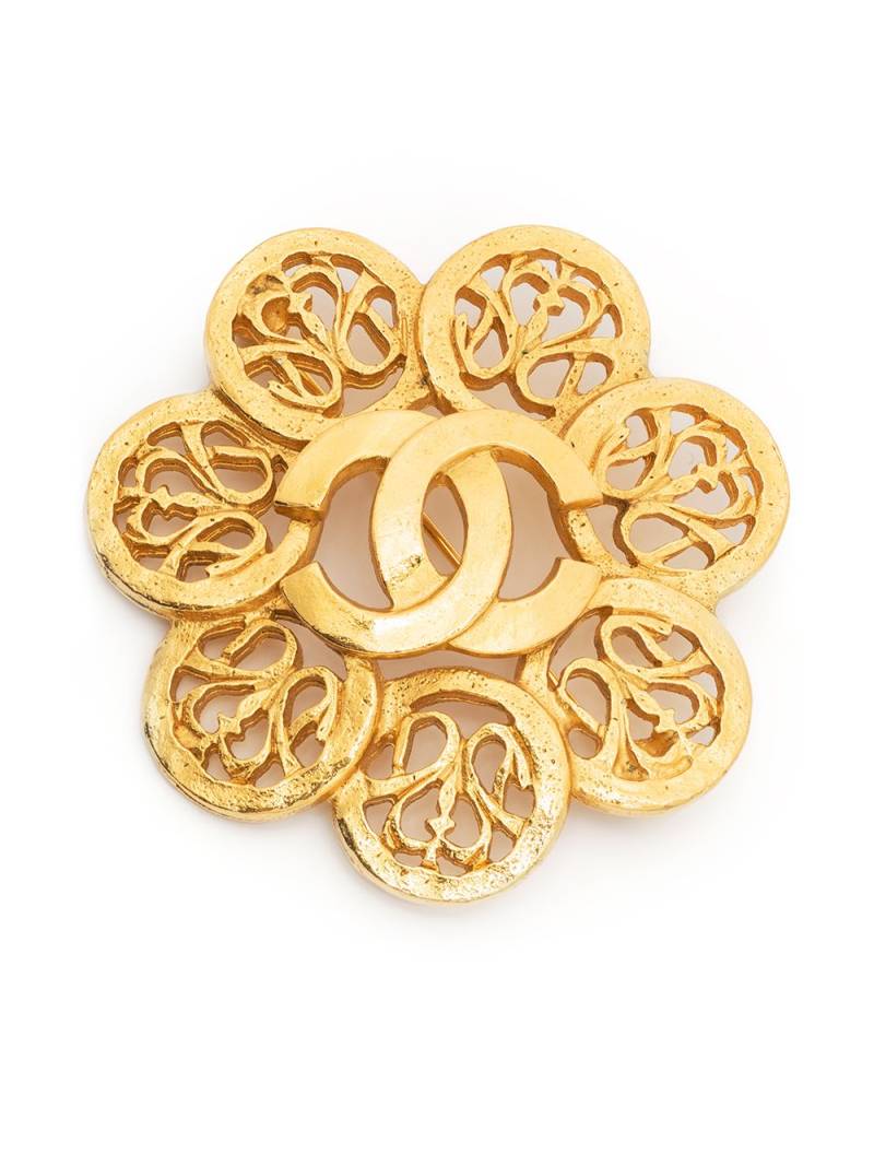 CHANEL Pre-Owned 1995 CC flower brooch - Gold von CHANEL Pre-Owned