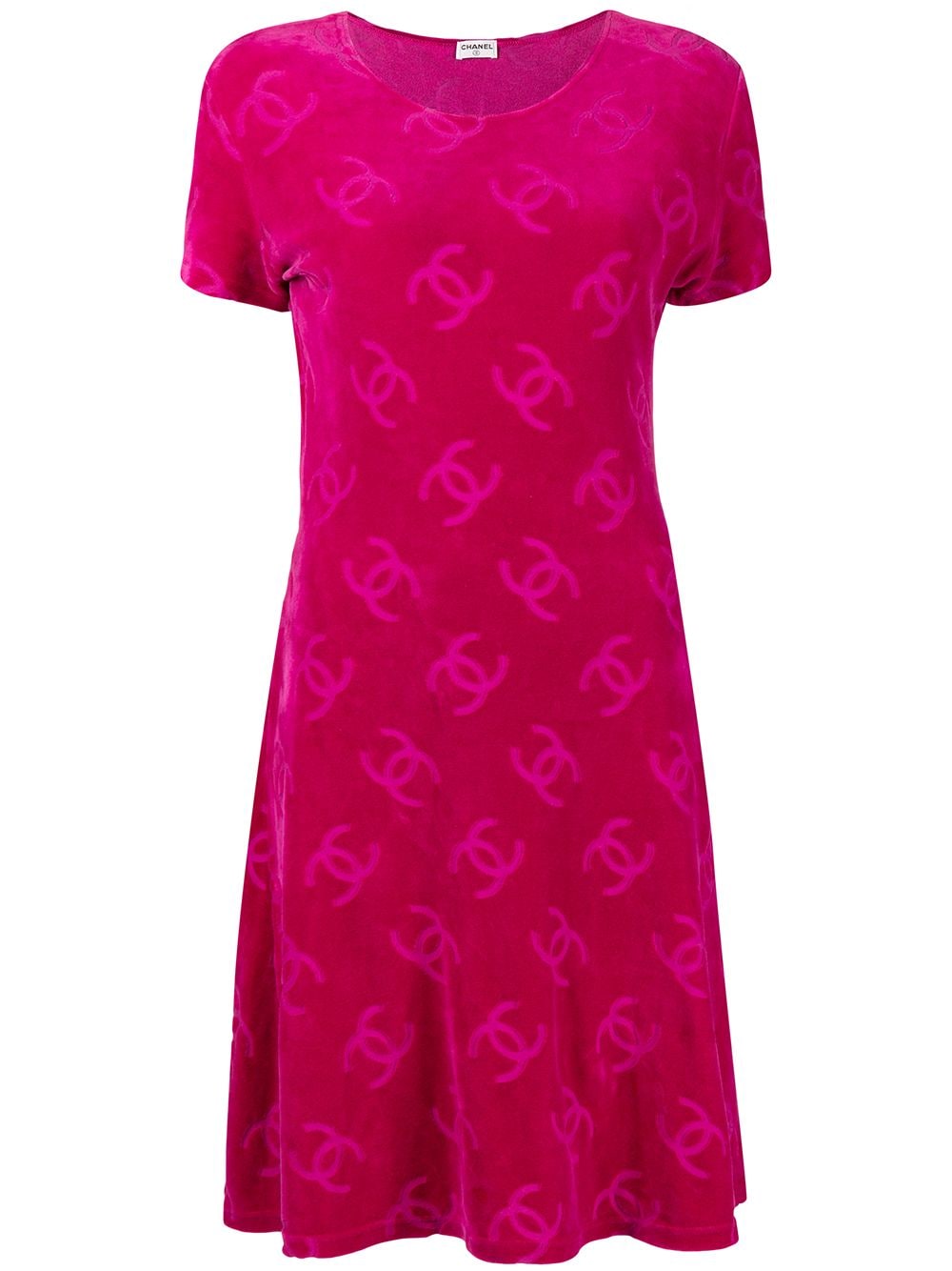 CHANEL Pre-Owned 1996 CC-print T-shirt dress - Pink von CHANEL Pre-Owned