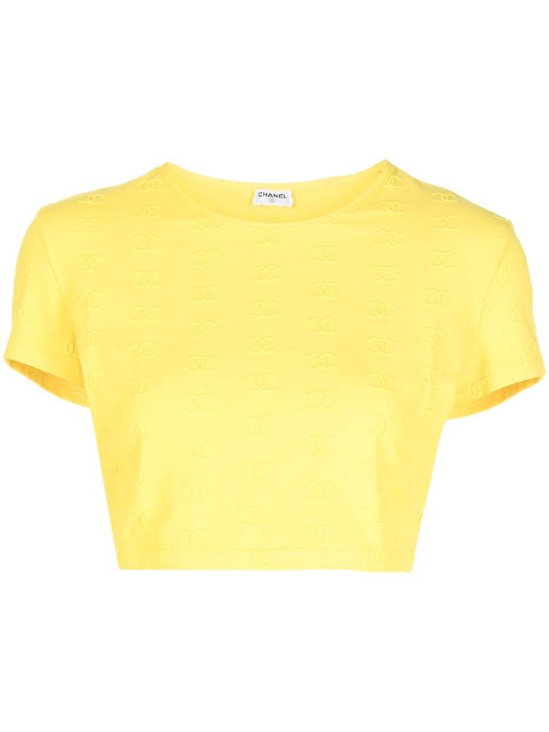 CHANEL Pre-Owned 1997 CC logo-embroidered cropped T-shirt - Yellow von CHANEL Pre-Owned