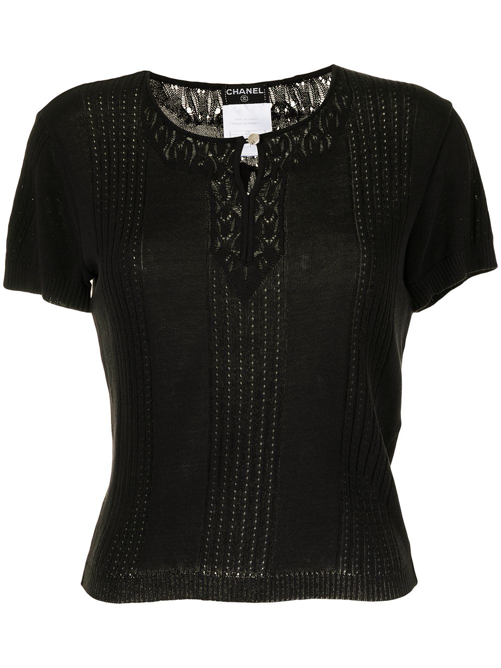 CHANEL Pre-Owned 2002 cut-out detailing knitted blouse - Black von CHANEL Pre-Owned