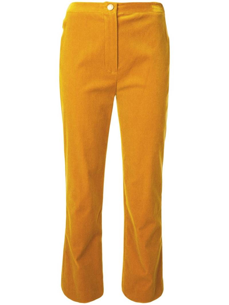 CHANEL Pre-Owned 1990s velvet cropped straight-leg trousers - Yellow von CHANEL Pre-Owned