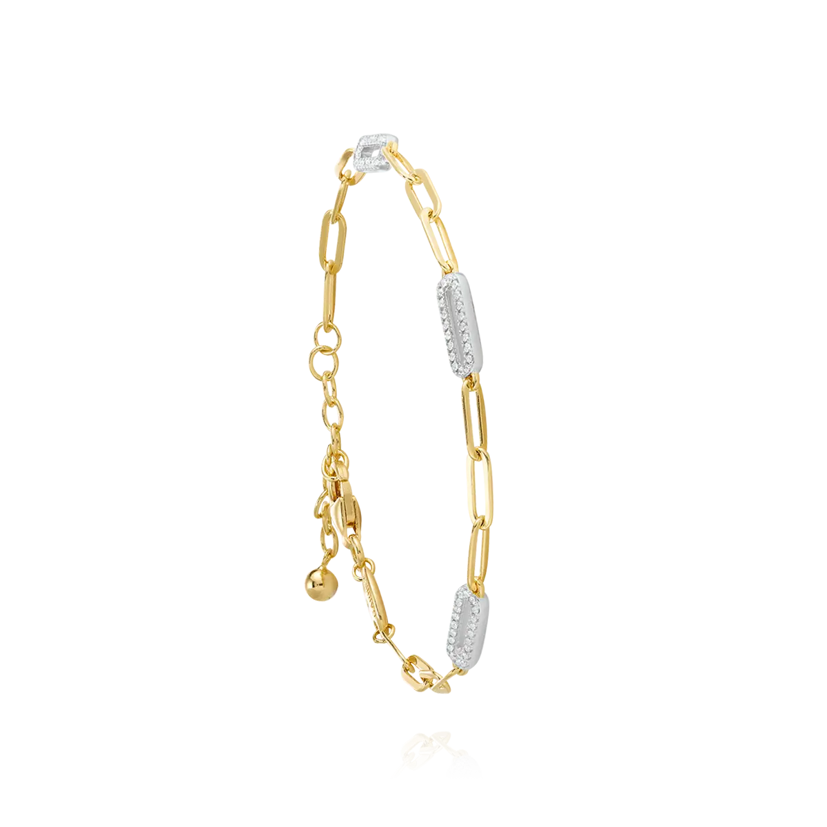 Styles Zweifarbiges Armband Mit 3 Gliedern Aus Goldsilber Und Zirkonoxiden Damen Gold 18+2CM von Charles Garnier