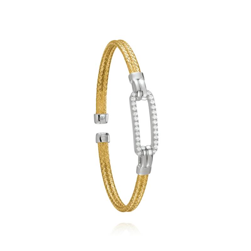 Zweifarbiger Styles-armreif Aus Goldsilber Und Zirkoniumoxiden Damen Gold 6.5CM von Charles Garnier