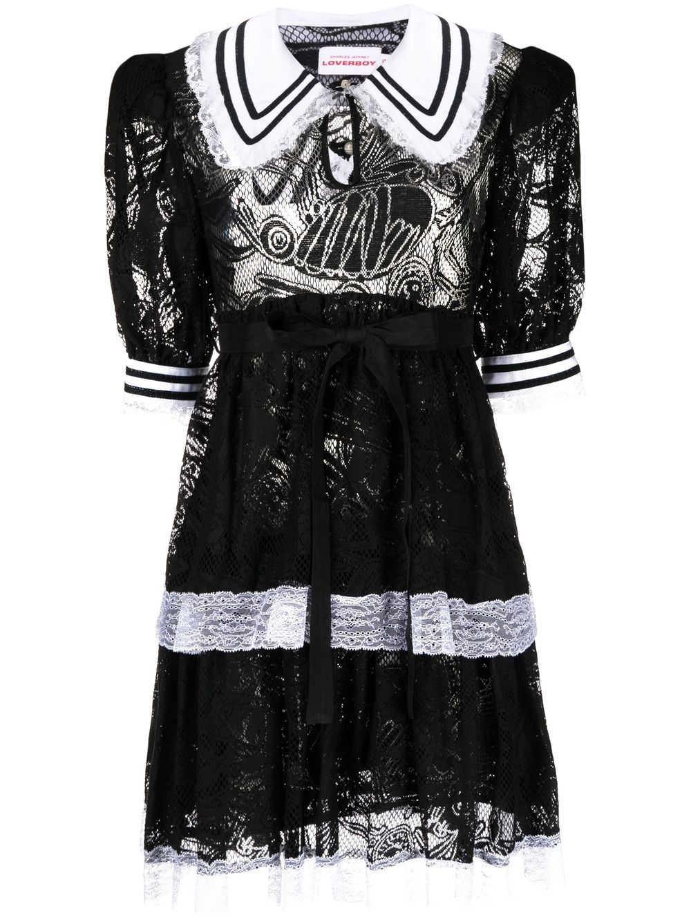 Charles Jeffrey Loverboy Goth tiered lace dress - Black von Charles Jeffrey Loverboy