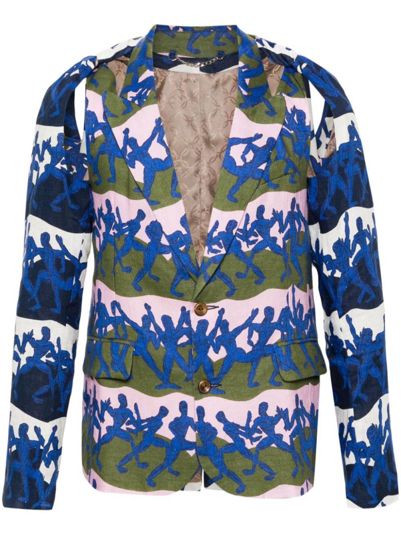 Charles Jeffrey Loverboy Twisted cut out-detail graphic-print blazer - Blue von Charles Jeffrey Loverboy