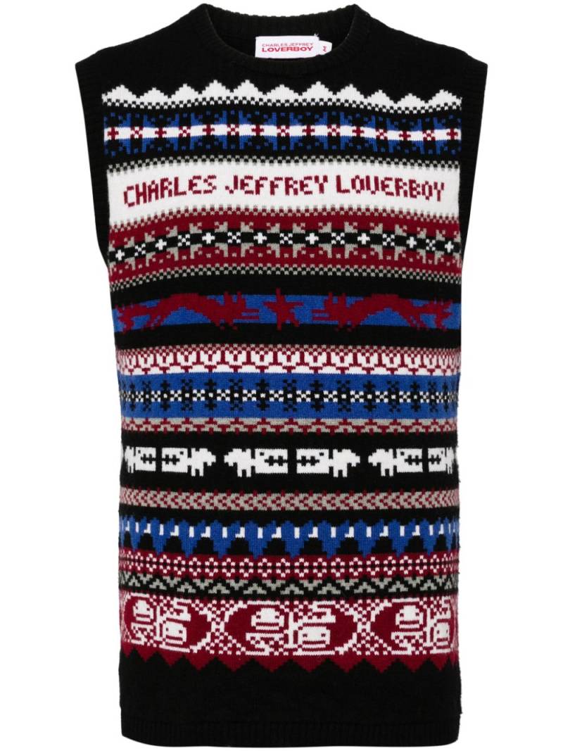 Charles Jeffrey Loverboy Fair Isle-intarsia knitted top - Black von Charles Jeffrey Loverboy