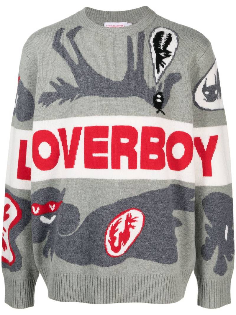 Charles Jeffrey Loverboy crew-neck intarsia-knit jumper - Grey von Charles Jeffrey Loverboy