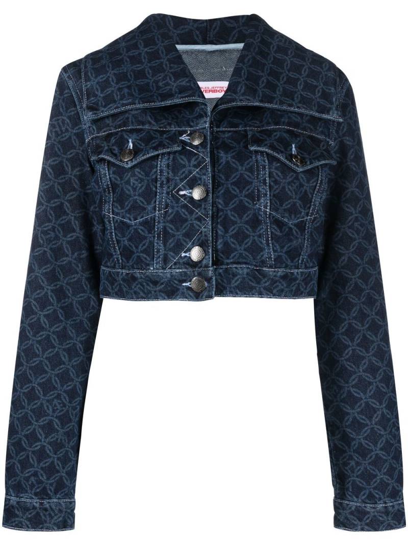 Charles Jeffrey Loverboy cropped monogram-print denim jacket - Blue von Charles Jeffrey Loverboy