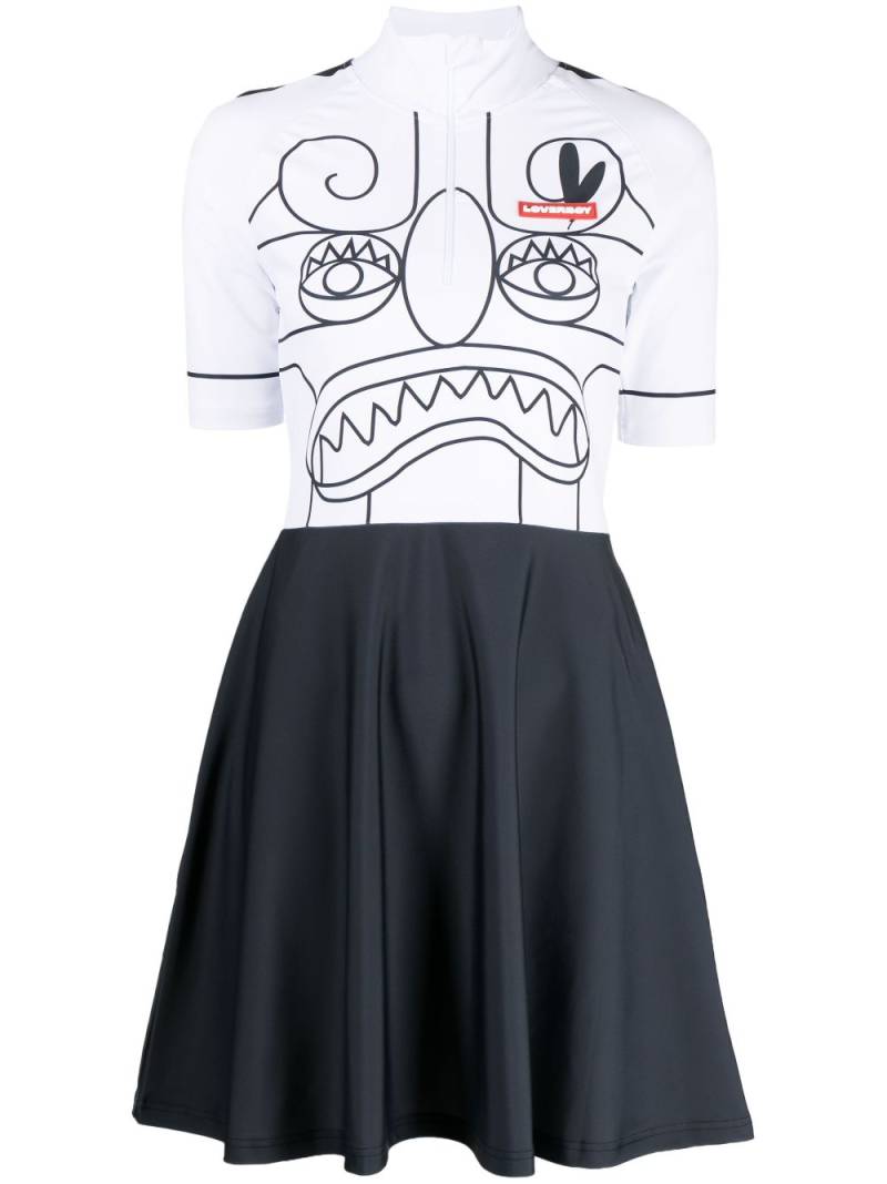 Charles Jeffrey Loverboy face-print flared minidress - Black von Charles Jeffrey Loverboy