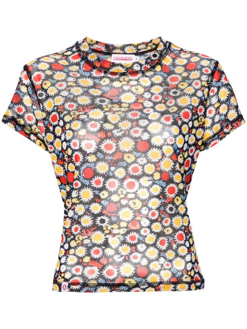 Charles Jeffrey Loverboy floral-print mesh T-shirt - Black von Charles Jeffrey Loverboy