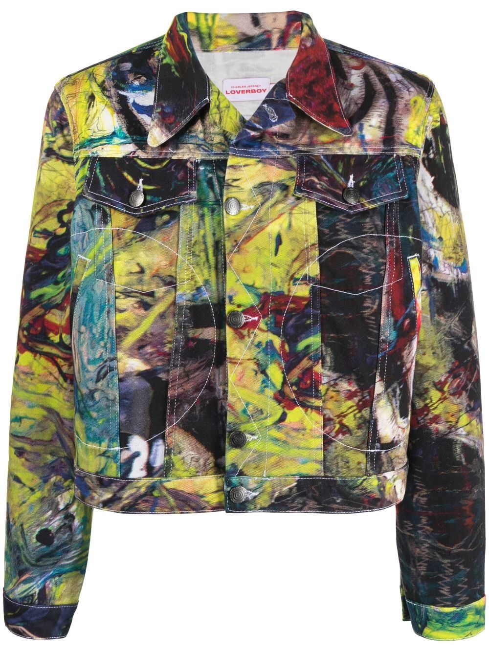 Charles Jeffrey Loverboy graphic-print biker jacket - Yellow von Charles Jeffrey Loverboy