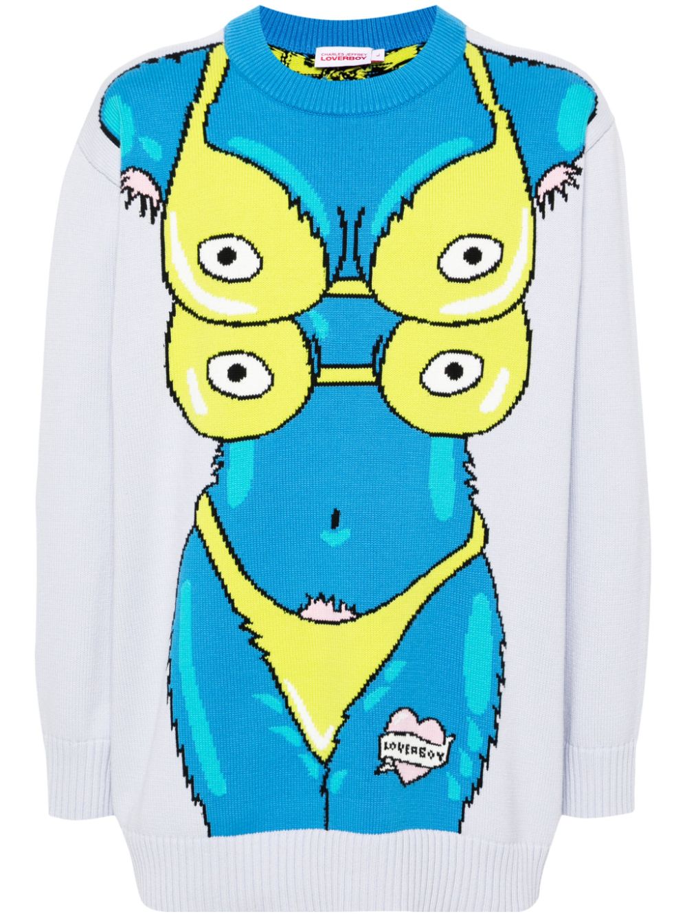 Charles Jeffrey Loverboy intarsia-knit cotton jumper - Blue von Charles Jeffrey Loverboy