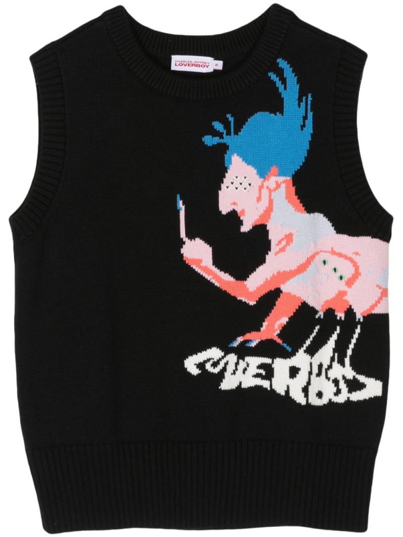 Charles Jeffrey Loverboy intarsia-knit vest - Black von Charles Jeffrey Loverboy