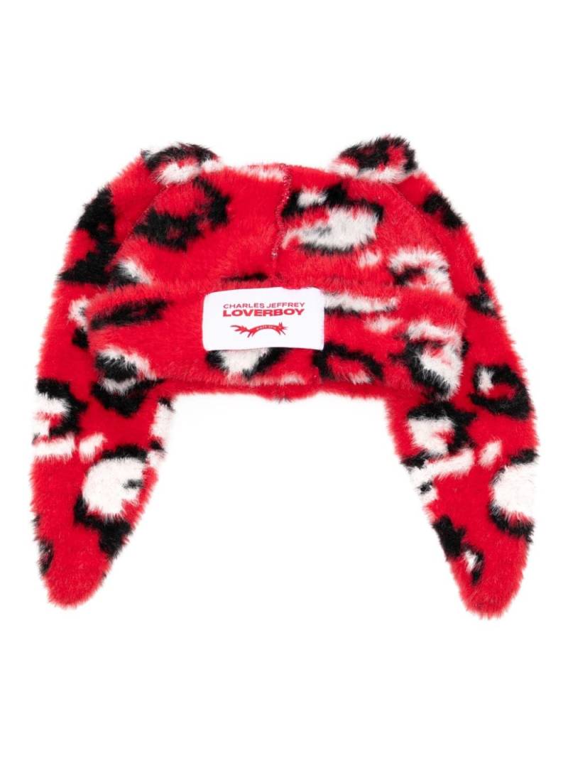 Charles Jeffrey Loverboy leopard print beanie - Red von Charles Jeffrey Loverboy