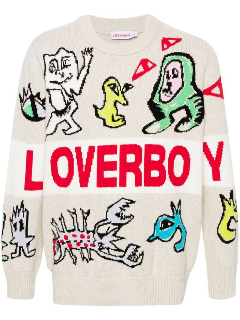 Charles Jeffrey Loverboy logo intarsia-knit cotton jumper - Neutrals von Charles Jeffrey Loverboy