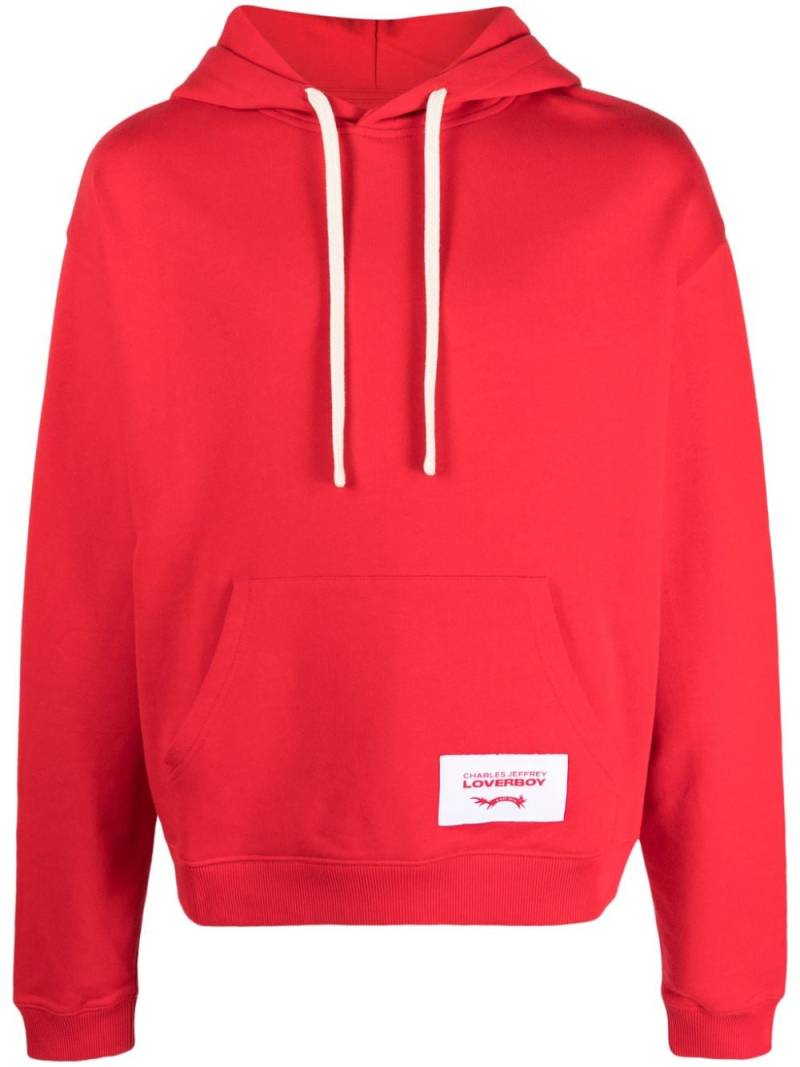 Charles Jeffrey Loverboy logo-patch organic-cotton hoodie - Red von Charles Jeffrey Loverboy