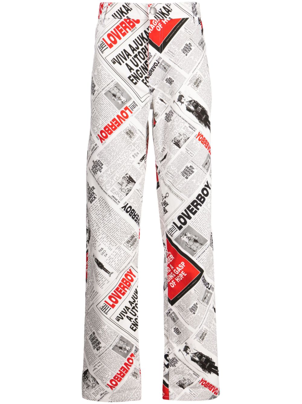 Charles Jeffrey Loverboy newspaper-print straight-leg jeans - Multicolour von Charles Jeffrey Loverboy