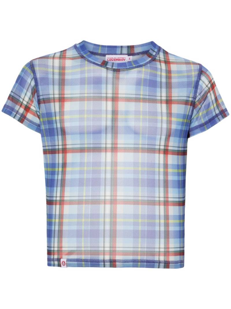 Charles Jeffrey Loverboy plaid-check baby T-shirt - Blue von Charles Jeffrey Loverboy