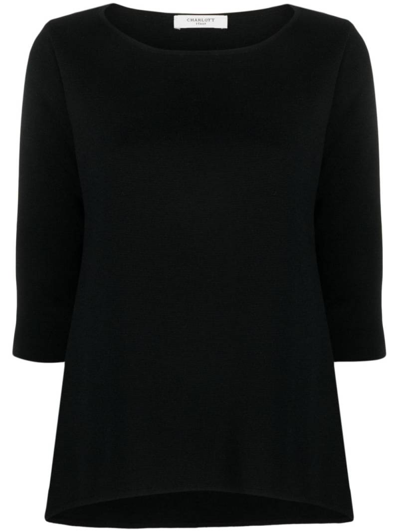 Charlott boat-neck wool top - Black von Charlott