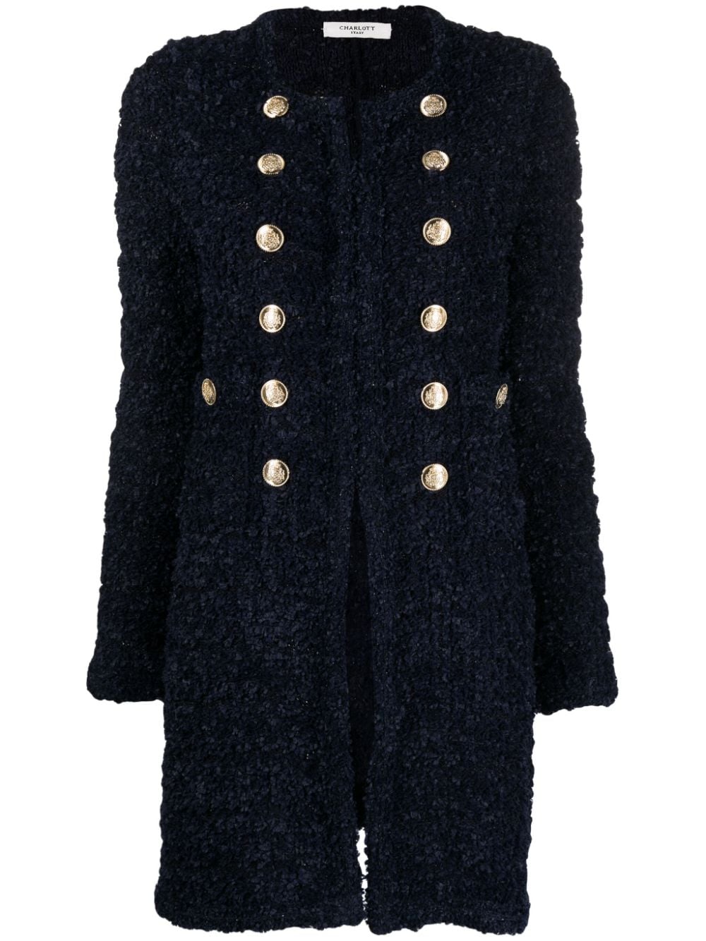 Charlott double-breasted bouclé coat - Blue von Charlott