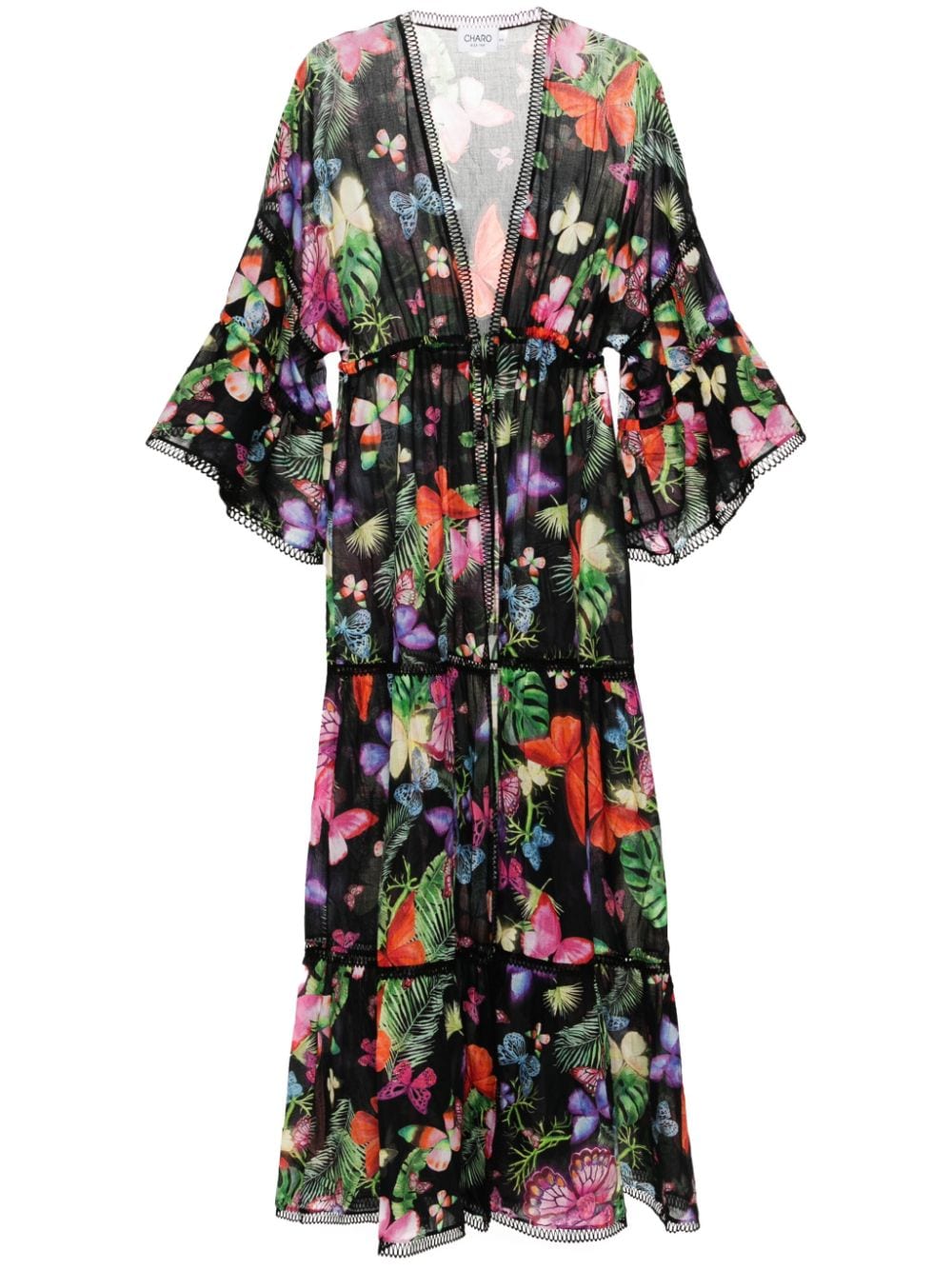 Charo Ruiz Ibiza Gerba butterfly-print kaftan - Black von Charo Ruiz Ibiza