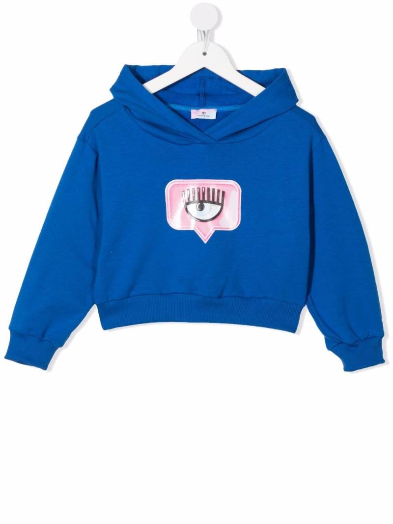 Chiara Ferragni Kids Eye-like cropped hoodie - Blue von Chiara Ferragni Kids