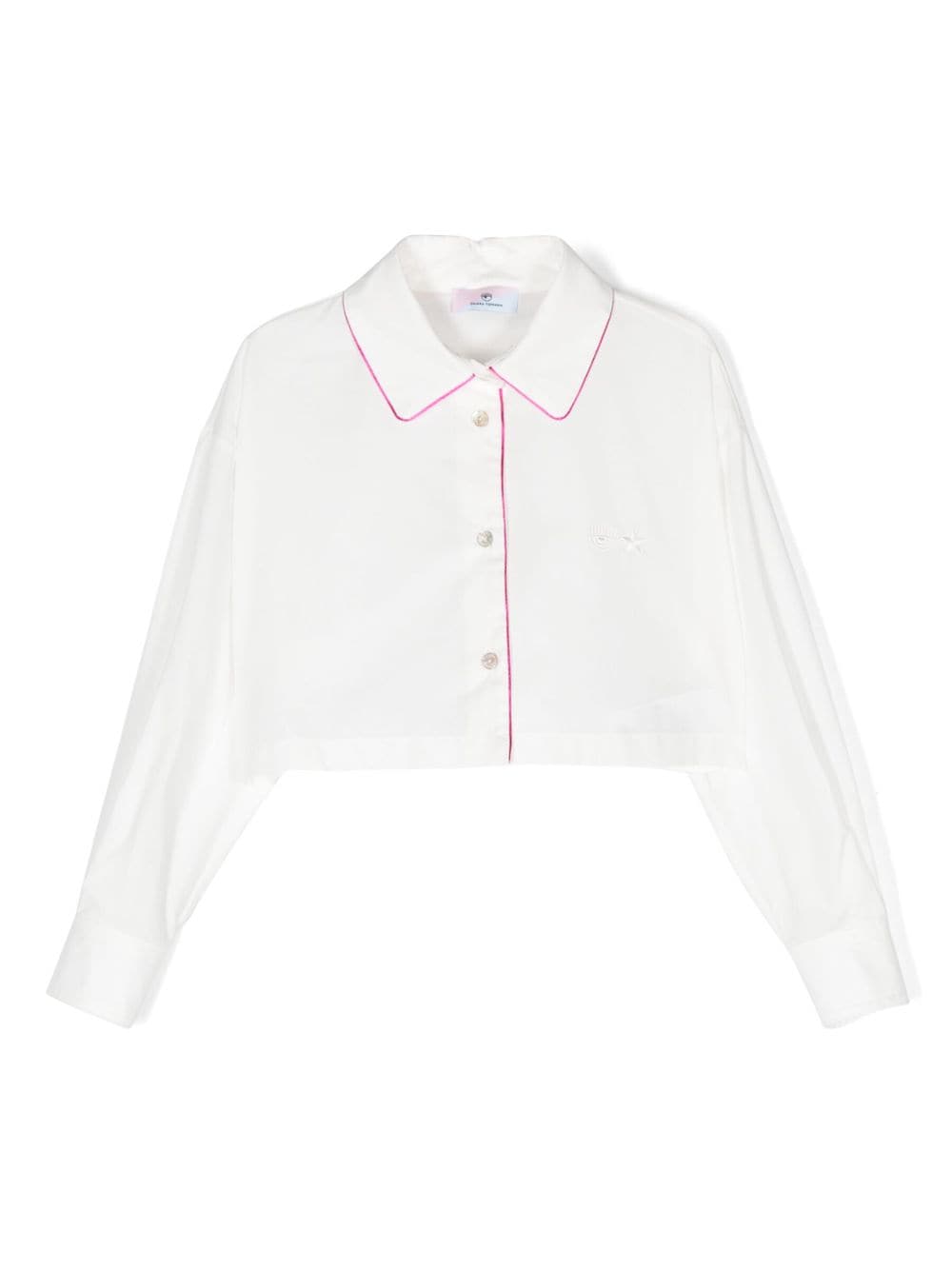 Chiara Ferragni Kids Eyelike logo-embroidered cropped shirt - White von Chiara Ferragni Kids