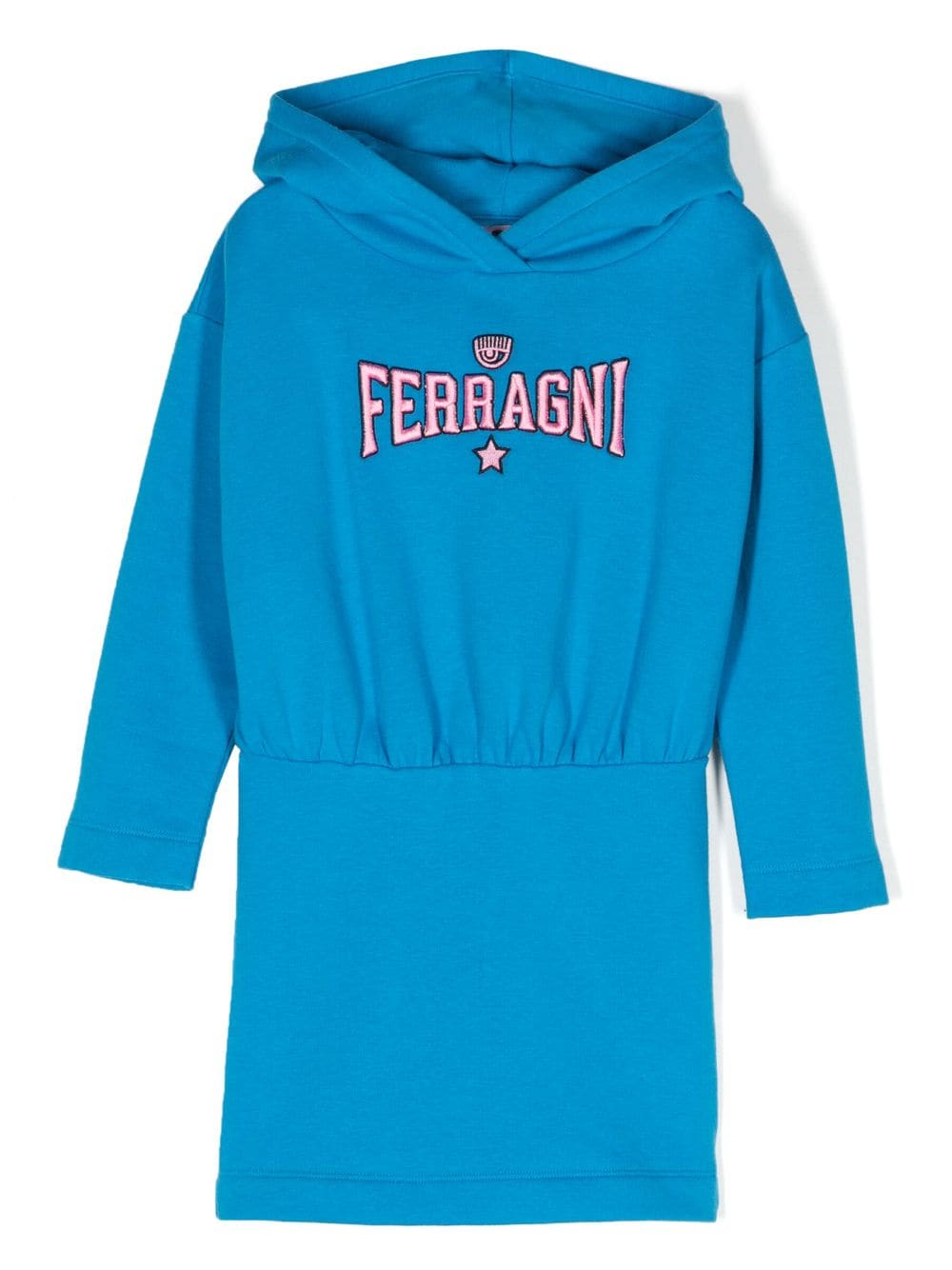 Chiara Ferragni Kids Eyelike logo-embroidered hooded dress - Blue von Chiara Ferragni Kids