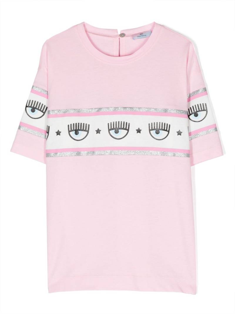 Chiara Ferragni Kids Eyelike logo-tape T-shirt - Pink von Chiara Ferragni Kids