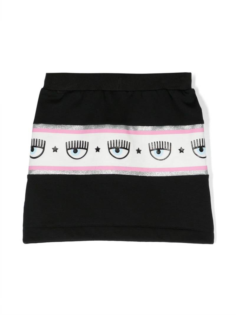 Chiara Ferragni Kids Eyelike logo-tape skirt - Black von Chiara Ferragni Kids