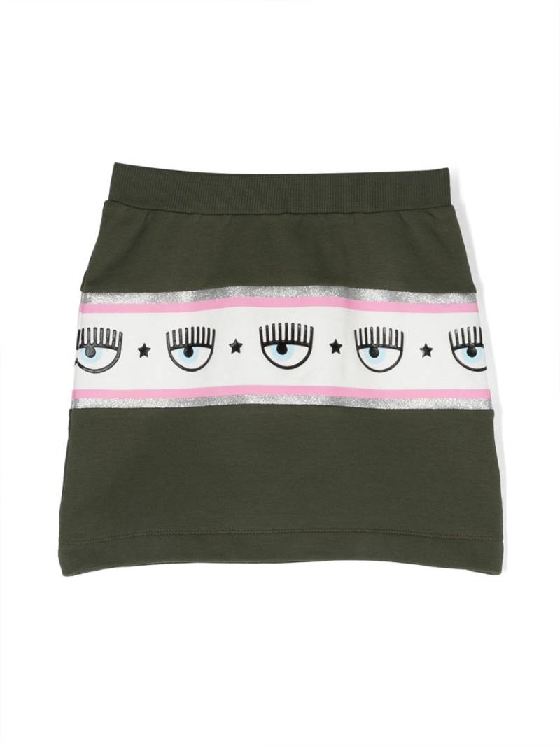 Chiara Ferragni Kids Eyelike logo-tape skirt - Green von Chiara Ferragni Kids