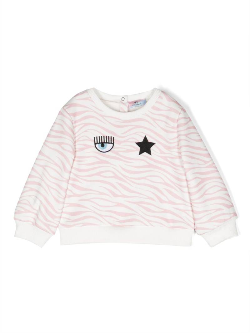 Chiara Ferragni Kids Eyelike-motif animal-print sweatshirt - Pink von Chiara Ferragni Kids