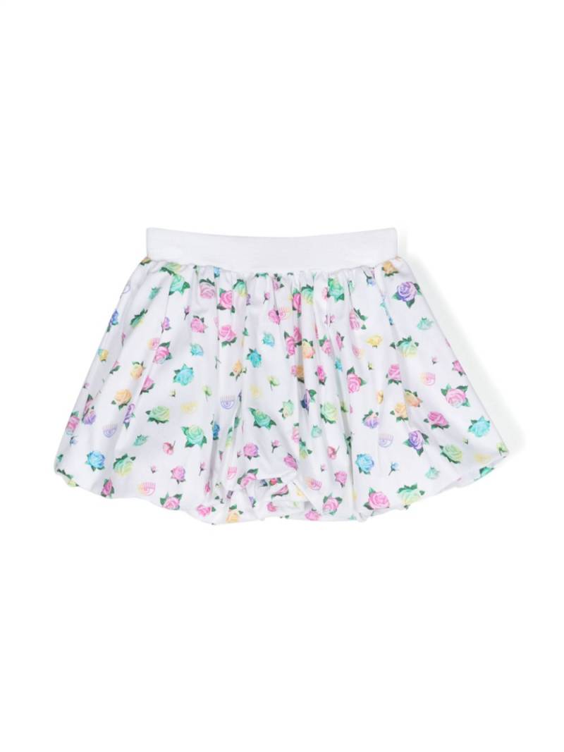 Chiara Ferragni Kids Eyelike-motif floral-print skirt - White von Chiara Ferragni Kids