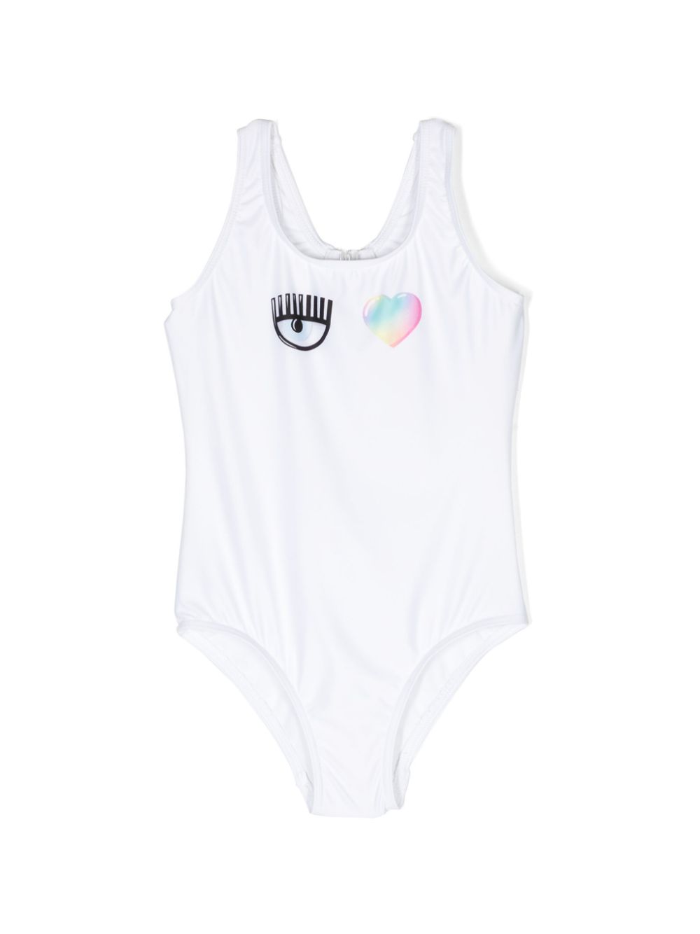 Chiara Ferragni Kids Eyelike-motif open-back swimsuit - White von Chiara Ferragni Kids