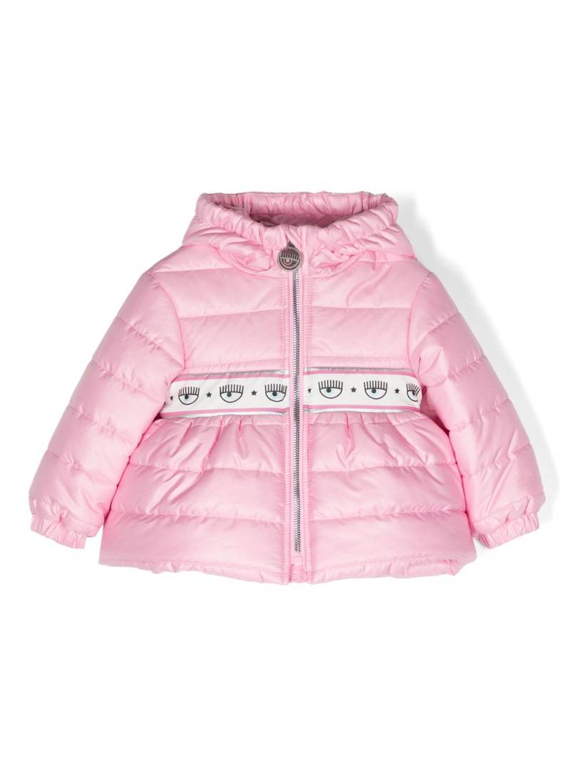 Chiara Ferragni Kids Eyelike-motif padded hooded jacket - Pink von Chiara Ferragni Kids