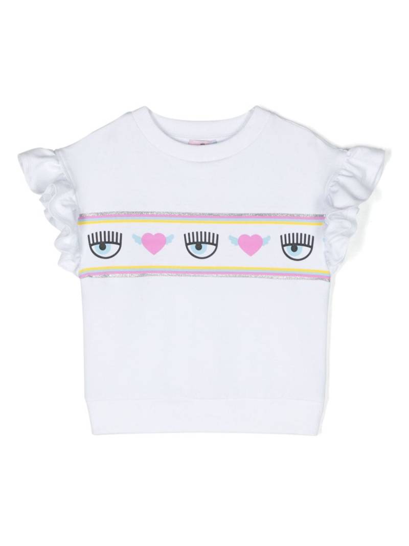 Chiara Ferragni Kids Eyelike-motif stretch-cotton top - White von Chiara Ferragni Kids