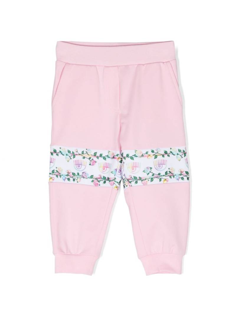 Chiara Ferragni Kids Eyelike-motif stripe track pants - Pink von Chiara Ferragni Kids