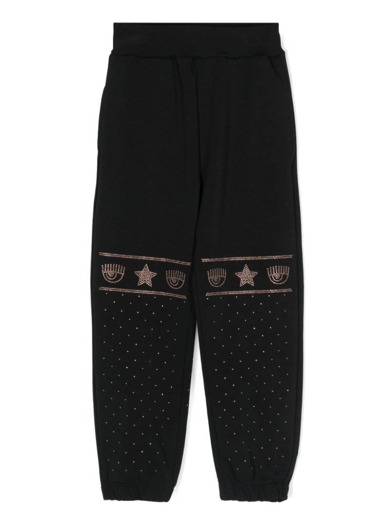 Chiara Ferragni Kids Eyelike-motif tracksuit bottoms - Black von Chiara Ferragni Kids